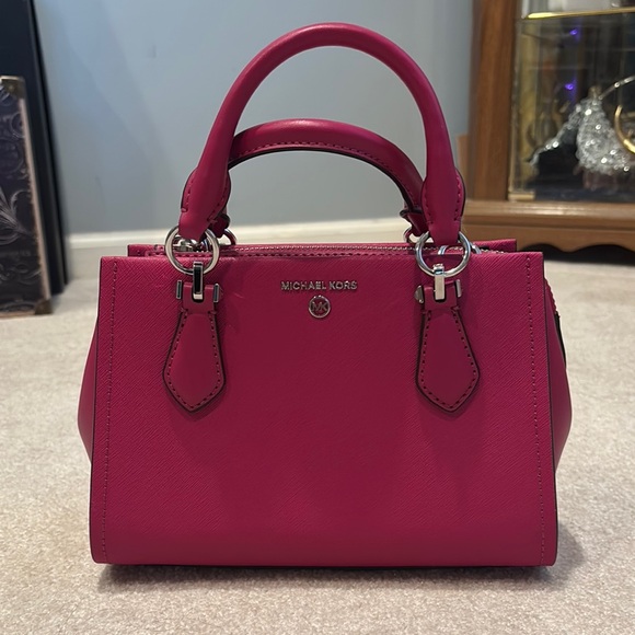Michael kors hot pink top handle bag leather with strap for crossbody NWOT - Picture 1 of 10